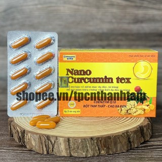 Viên tinh nghệ Nano Curcumin Gold Tex Tam Thất Xạ Đen giảm viêm loét dạ dày, tá tràng - Hộp 30 viên