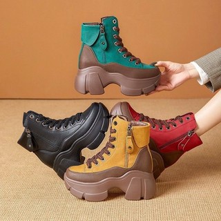 Giày thể thao nữ, sneaker cao cổ khóa cạnh đế cao su tăng chiều cao phong cách năng động trẻ trung