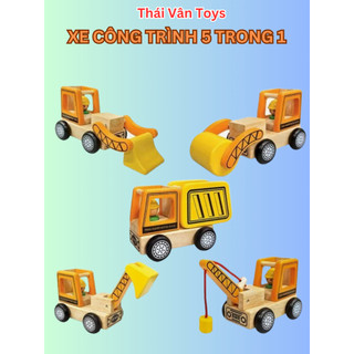 Bộ đồ chơi lắp ráp cho bé 5 trong 1 | Mô hình xe gỗ đồ chơi | Xe công trình đa năng Việt nam