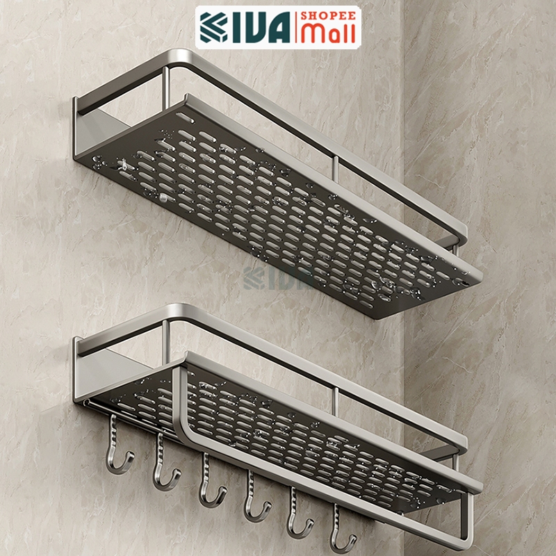 Kệ phòng tắm KIVA để đồ dán tường, khoan tường, chất liệu nhôm hàng không cao cấp.