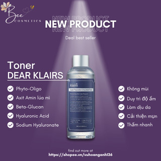 Nước Hoa Hồng Không Mùi Dưỡng Ẩm, Chống Viêm Dành Cho Da Nhạy Cảm Klairs Supple Preparation Unscented Toner 180ml