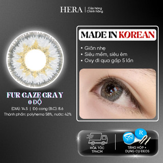 Kính Áp Tròng Hera Không Độ Xám Lông Chuột FUR GAZE GRAY Nhập Khẩu Hàn Quốc Lens Không Cận 6 Tháng
