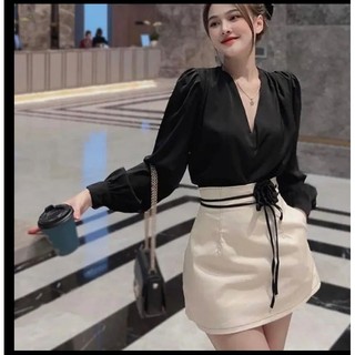 Set 2 món áo và chân váy gắn hoa thanh lịch bigsize 50-95kg