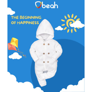 Bộ quần áo sơ sinh liền thân Obeah,bodysuid liền mũ tay dài thiết kế 2 hàng cúc đáng yêu cho bé trai bé gái