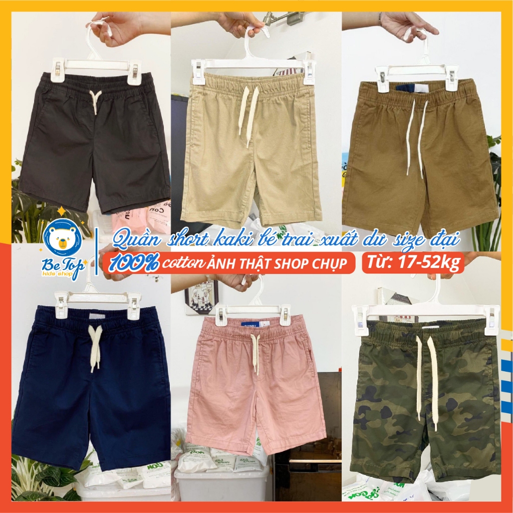 Quần đùi bé trai kaki size đại 17-53kg xuất xịn ảnh thật