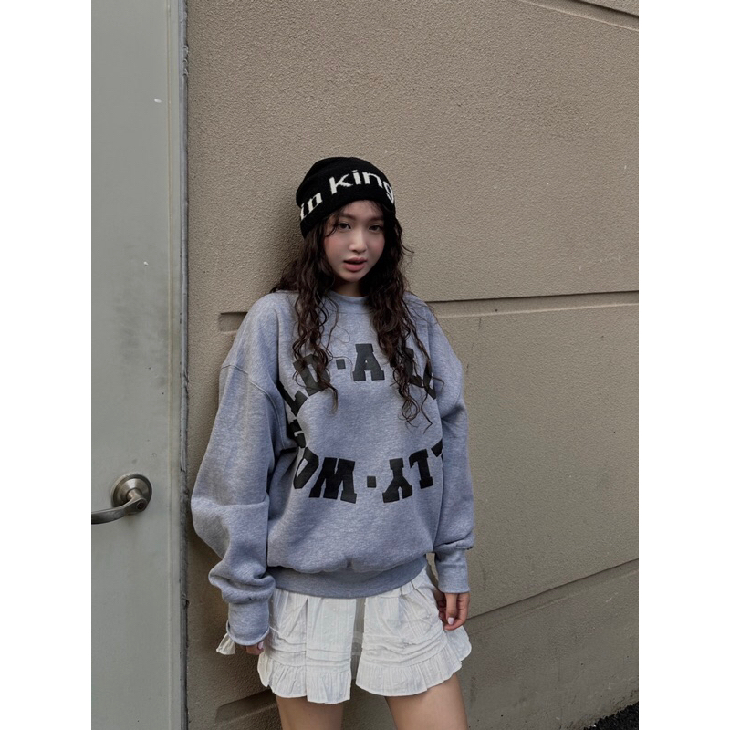 ÁO SWEATER A•L•W FORM BOXY (IN NỔI + LOGO THÊU)