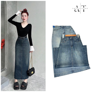 Chân váy jean dáng dài tua gấu to, TẶNG DÂY BEO LƯNG, AN TÂY STORE68 7379 7380