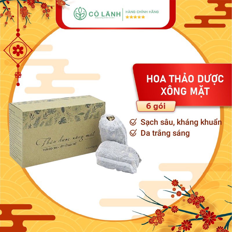 Hoa thảo dược xông mặt Cỏ Lành - 6 gói lớn dùng cho da mặt làm sạch sâu cho da, ngừa mụn