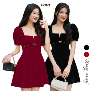Đầm jemie - đầm nhún ngực tay xẻ đính nơ