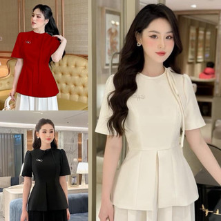 Áo tay phồng công sở dự tiệc cổ phối nơ