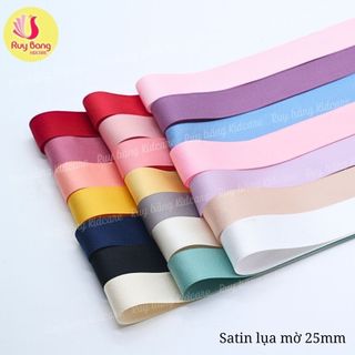 Cuộn 5m - Ruy băng lụa mờ HQ link 2, dây ruy băng lụa làm nơ phụ kiện tóc, phụ kiện may mặc