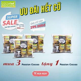 Combo 3 Túi Bột Ca Cao Passion 3 in 1 CoCoa Indochine (Túi 30 gói x 16g) tặng 1 gói