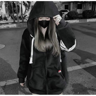 Áo khoác nỉ hoodie zip 2 màu đen xám phối 4 sọc tay Thomm túi vạch xanh đỏ oversize form rộng unisex nam nữ mặc được