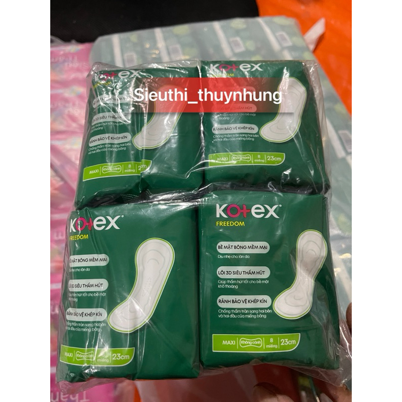 Combo 8 gói băng vệ sinh kotex Freedom không cánh