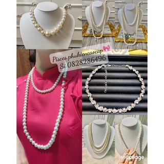 Vòng cổ ngọc trai giả 3 tầng, choker, nhiều mẫu.
