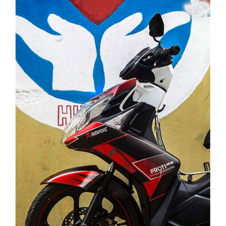 Tem trùm No 5 đỏ trắng đen, độ dán team nouvo sx decal xe thiết kế rẻ đẹp theo yêu cầu