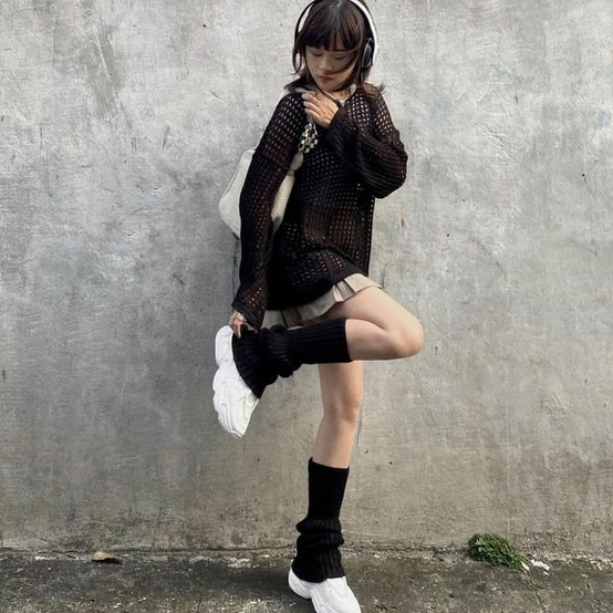 Tất ống chân dệt kim len ống tay giữ ấm phong cách Y2K ống tất chân đáng yêu phong cách idol Kpop | BigBuy360 - bigbuy360.vn