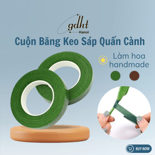 Cuộn băng keo sáp quấn cành hoa kẽm nhung 9cm - Băng dính sáp xanh cuốn cành hoa voan hoa giấy làm đồ trang trí handmade