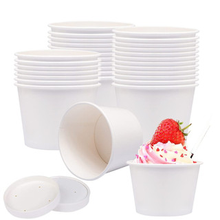 Ly giấy, tô giấy đựng kem, súp 240ml, set 100 cái kèm nắp