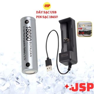 Pin sạc đèn soi đá quý 18650 3.7v và dây sạc usb cho đèn pin soi đá đèn soi cua JSP