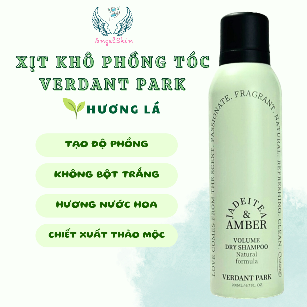 Xịt khô phồng tóc VERDANT PARK dầu gội khô kiềm dầu lâu bết mùi hương lá trà Jadeitea & Amber