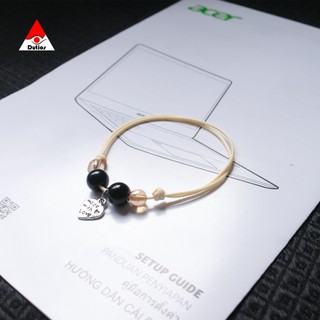 Vòng tay macrame DUTIOS hạt đá pha lê rạn mix charm VPL002