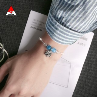 Vòng tay macrame DUTIOS hạt đá pha lê rạn mix charm VPL002