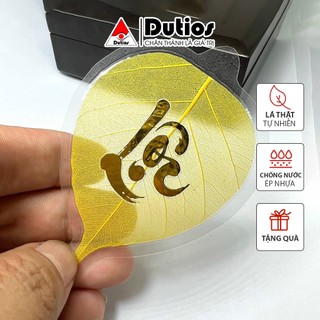 Lá Bồ Đề thư pháp Lộc Vàng Dutios dùng ốp điện thoại, treo ô tô, bàn làm việc