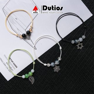 Vòng tay macrame DUTIOS hạt đá pha lê rạn mix charm VPL002