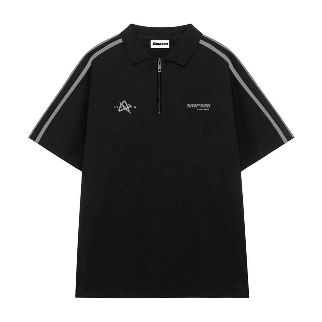 Áo Polo Phối Sọc Viền Khoá Kéo Local Brand Simpson Polo Unisex Nam Nữ Oversize Chất Cotton Khô 3158.