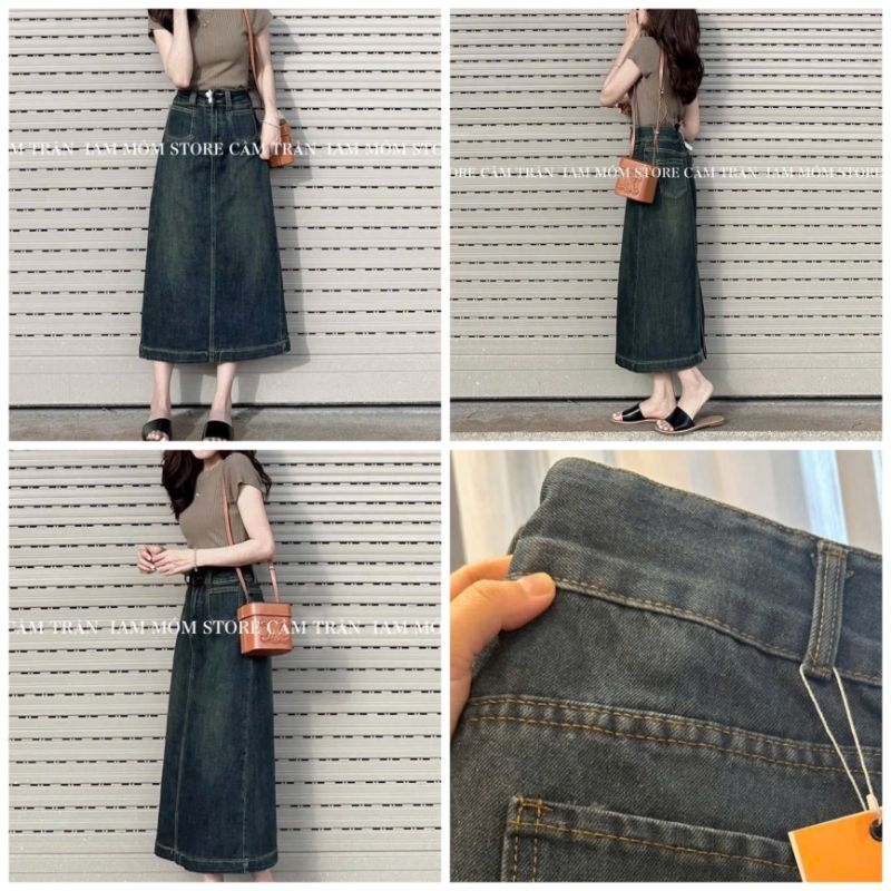 [HÀNG MỸ] Chân váy midi FOREVER21 jean denim form A