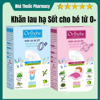 Khăn Lau Hạ Sốt Oribebe Cho Bé Từ 0 Tháng Giúp Hạ Nhiệt Giảm Sốt cho bé sơ sinh Hộp 4 Túi x 6 Khăn