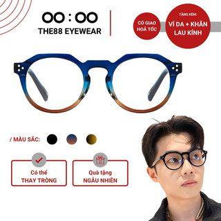 Gọng kính cận nam nữ THE88 dáng oval thời trang chống tia UV tròng 0 độ giả cận KC20