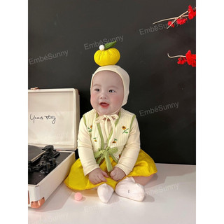 Set hanbok thêu hoa cho bé gái