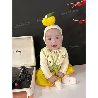 Set hanbok thêu hoa cho bé gái