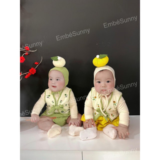 Set hanbok thêu hoa cho bé gái
