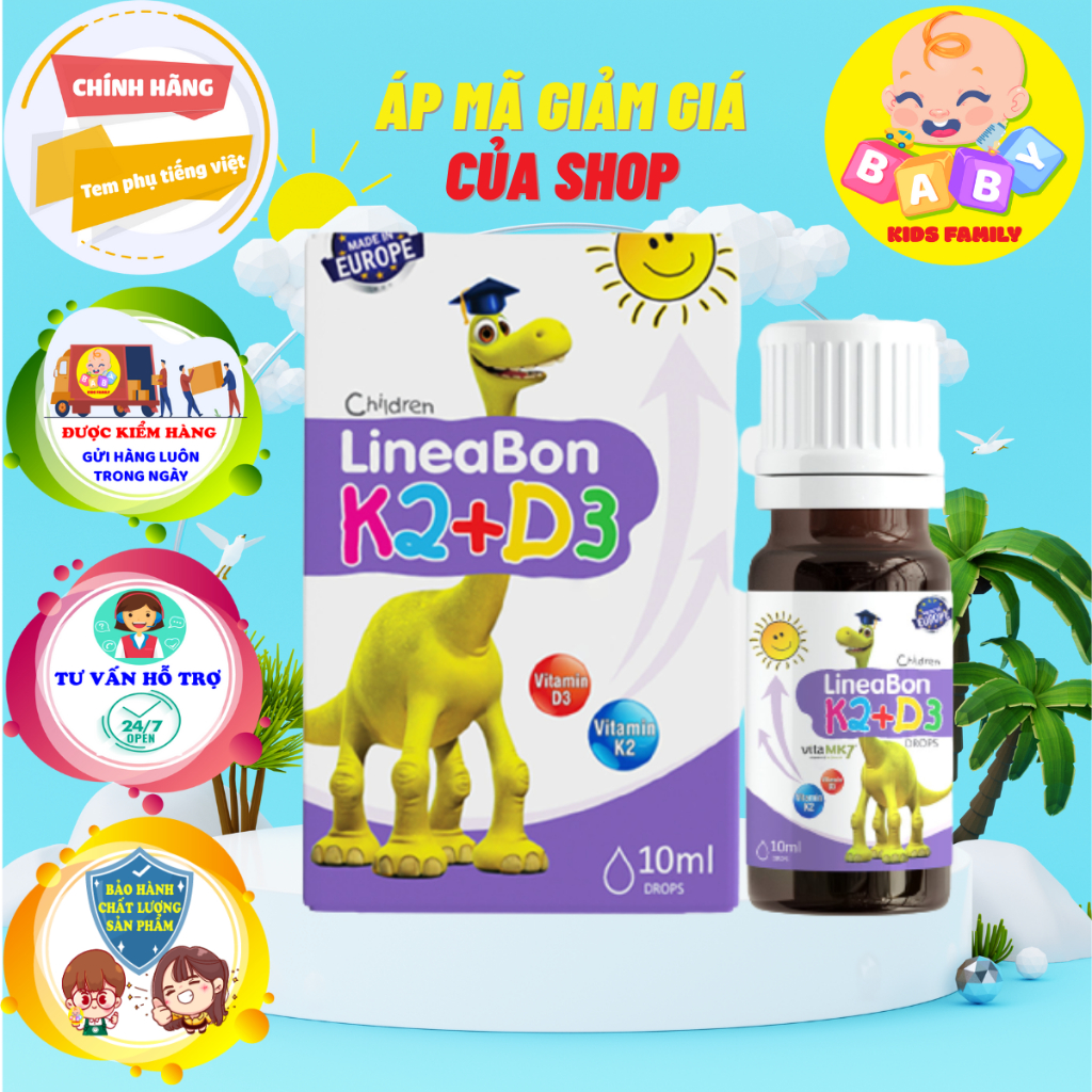 Vitamin K2+D3 mk7 LINEABON cho bé 10ml