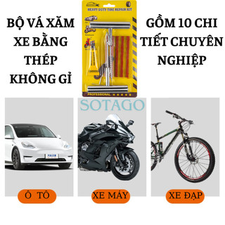 Bộ dụng cụ vá xăm xe không ruột mini chuyên dụng cho xe hơi xe ô tô xe máy, vá lụi, vá rút bánh không săm khẩn cấp