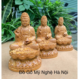 Tượng phật bà quan âm gỗ bách thơm (tặng miếng dán taplo)