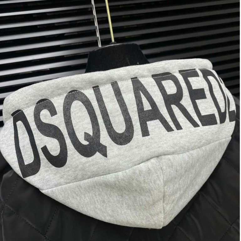 Áo Phao Trần Bông DSQ 3 Lớp Phối Mũ Nỉ Dày Dặn Hottrend - Áo Khoác Phao DSQ Phối Mũ Nỉ Hottrend 2023