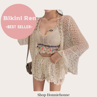 Hh14-☘️sét ren sợi móc 3 món qc, bộ đồ bơi ren bikini