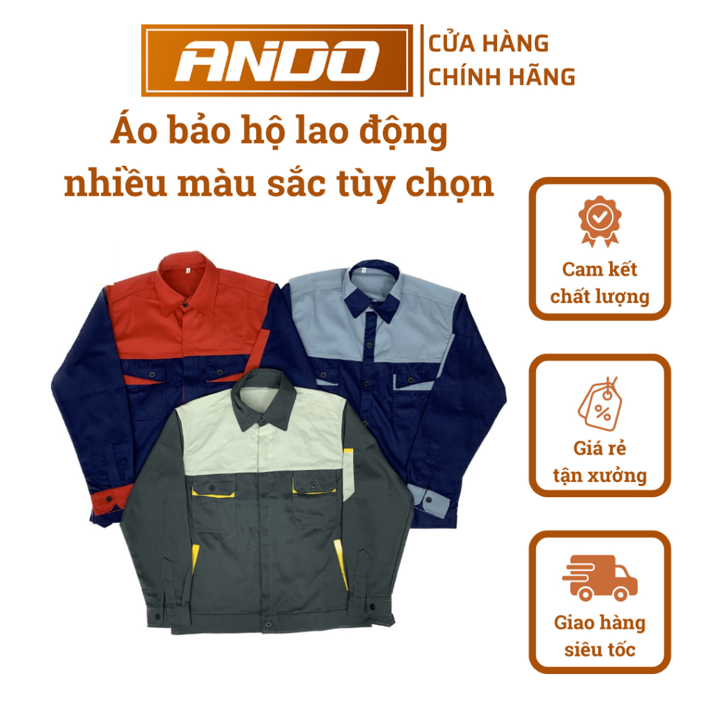 Áo bảo hộ lao động Ando - Áo lẻ phối màu, vải kaki 3/1 may kỹ