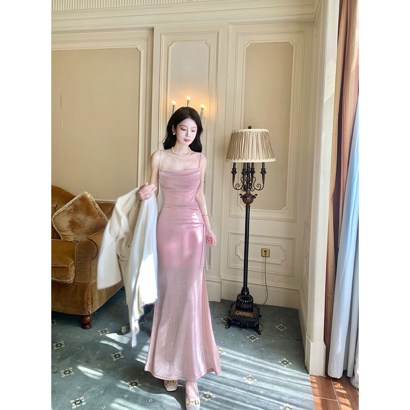 Váy dạ tiệc nhũ Hồng Bling Bling