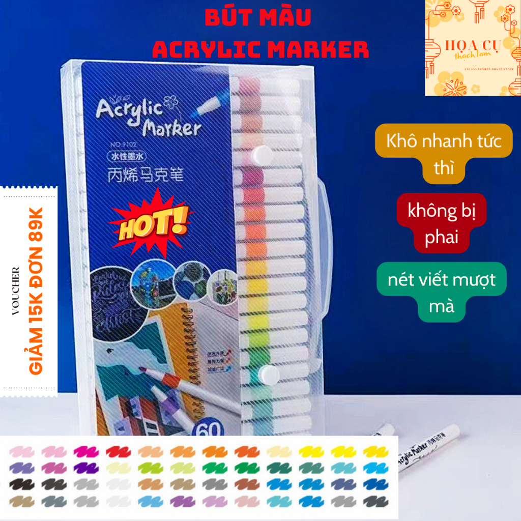 Bộ Bút Màu Acrylic Marker 12/24/36/48/60 Cao Cấp,Bút dạ cao cấp đơn giản và dễ sử dụng