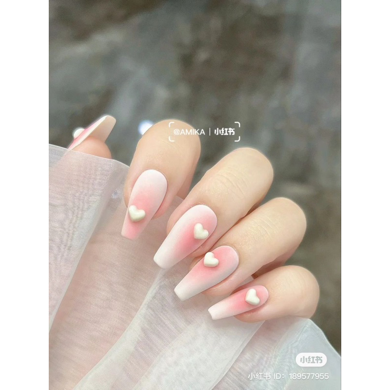 Nail Box móng úp thiết kế thủ công handmade ombre hồng Tiệm nhà Noo