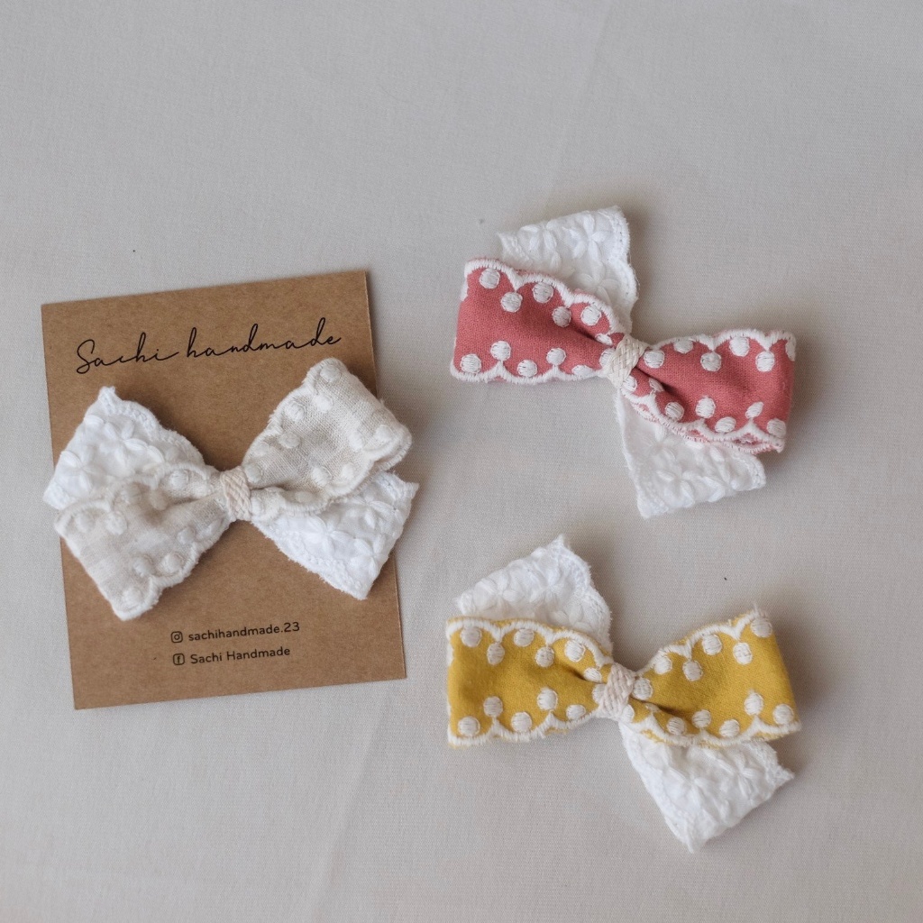 Nơ cotton mix ren Handmade By Sachi