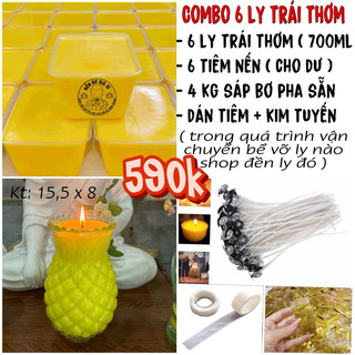 Combo làm 6 ly nến bơ trái thơm ( Kèm văn khấn cúng dường )