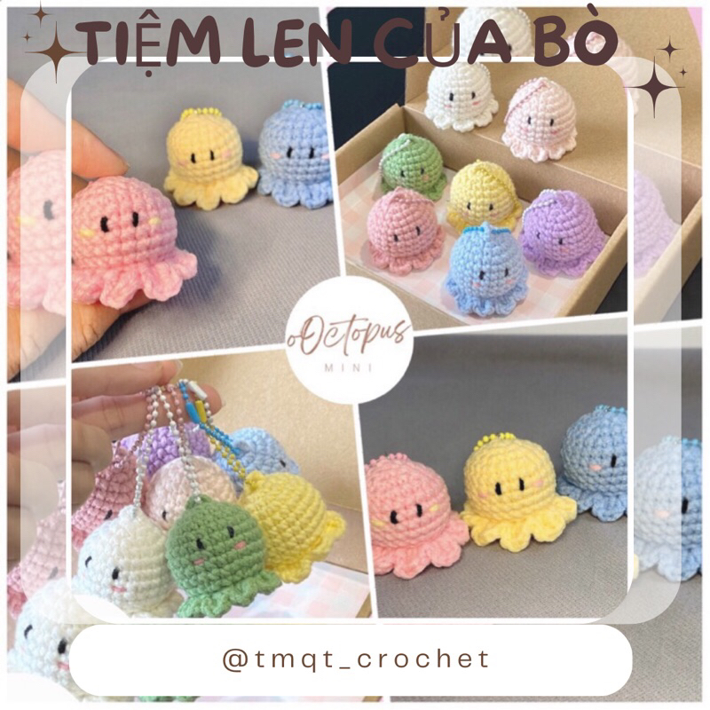 [𝙊𝙧𝙙𝙚𝙧]Móc Khoá Bạch Tuột Mini Bằng Len - Handmade 🧶