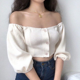 [Size Xs-L] Áo trễ vai tay phồng dáng ngắn