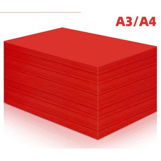 Xấp 100 tờ bìa màu đỏ định lượng 160gsm chuẩn khổ A4